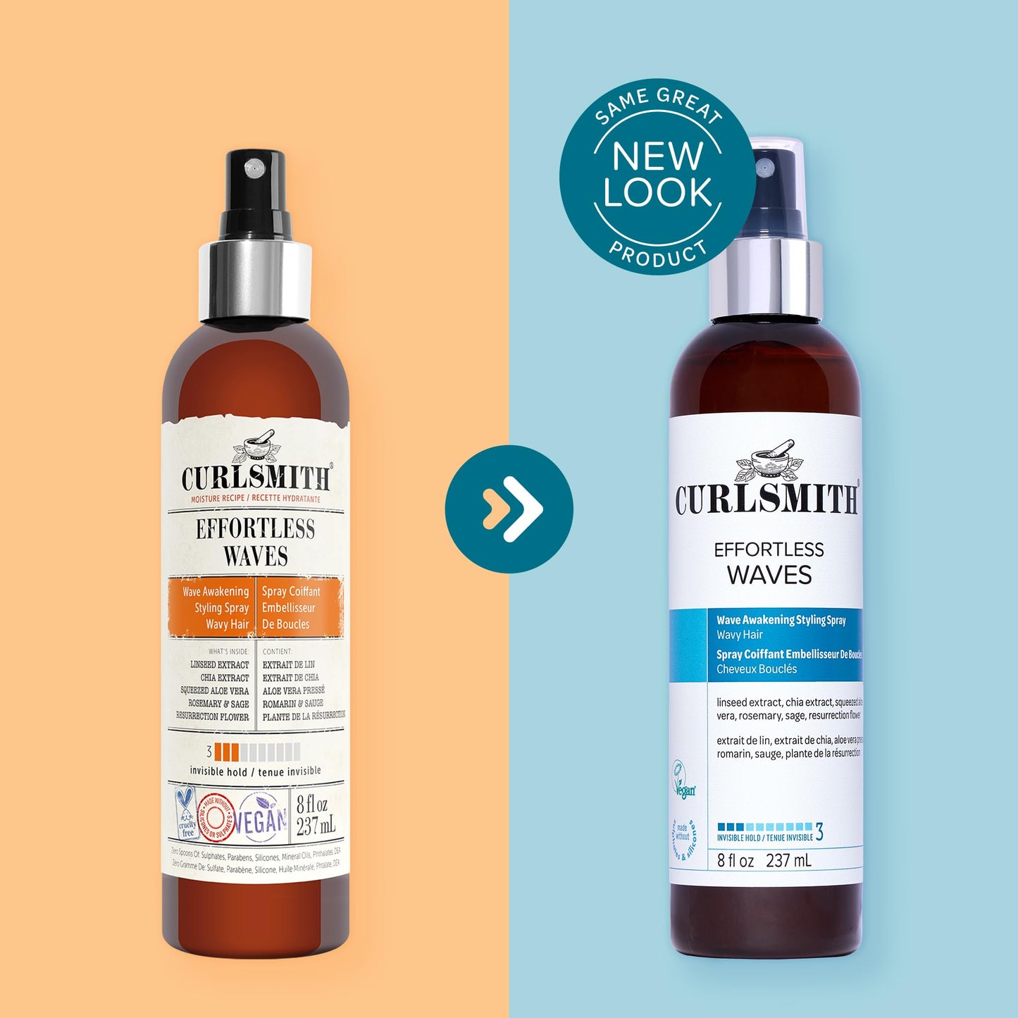 CURLSMITH - Effortless Waves Styling Spray, Lightweight and Moisturising, Reduce Frizz, Natural Look, For Wavy and Curly Hair, Vegan (59ml/2 fl oz)