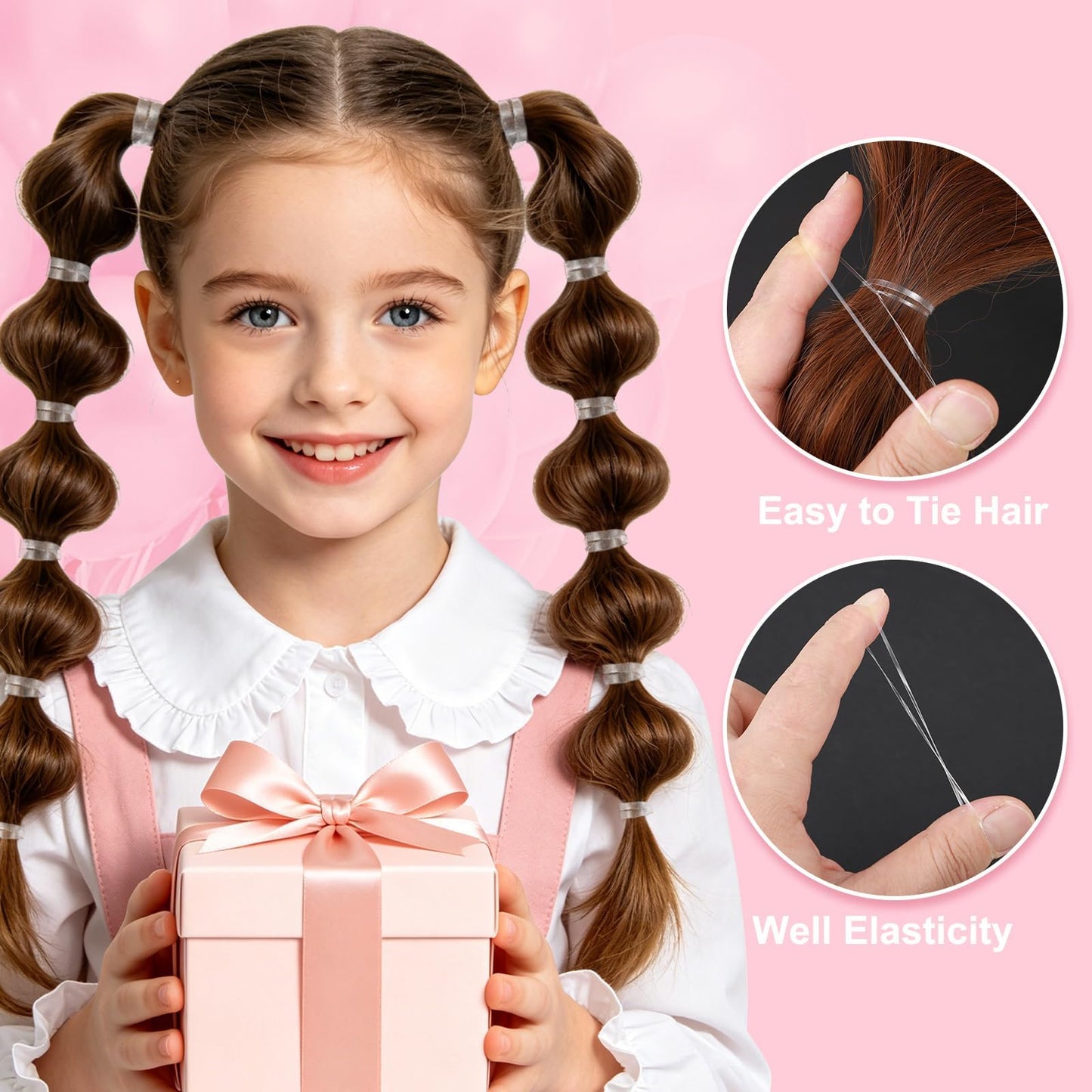 2200 Pcs Clear Hair Elastics with Hair Tie Cutter Hair Loop Tool Set, Elastic Hair Accessories for Girl Women Toddler Beauty and Personal Care auroray