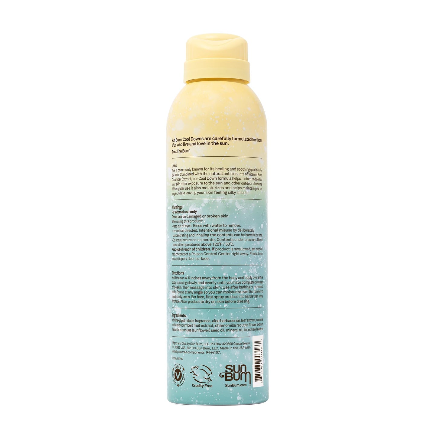 Sun Bum Cool Down Aloe Vera Spray - Vegan After Sun Care to Soothe and Hydrate Sunburn - 6 oz