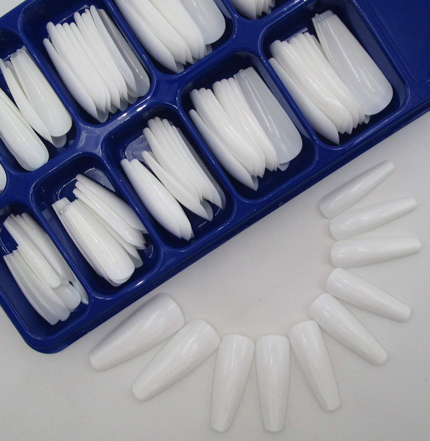100pc White Press on Nails Medium Coffin Fake Nails, Medium Press-on Nail Coffin Acrylic Nails Press ons Nail White False Nail Glossy Ballerina
