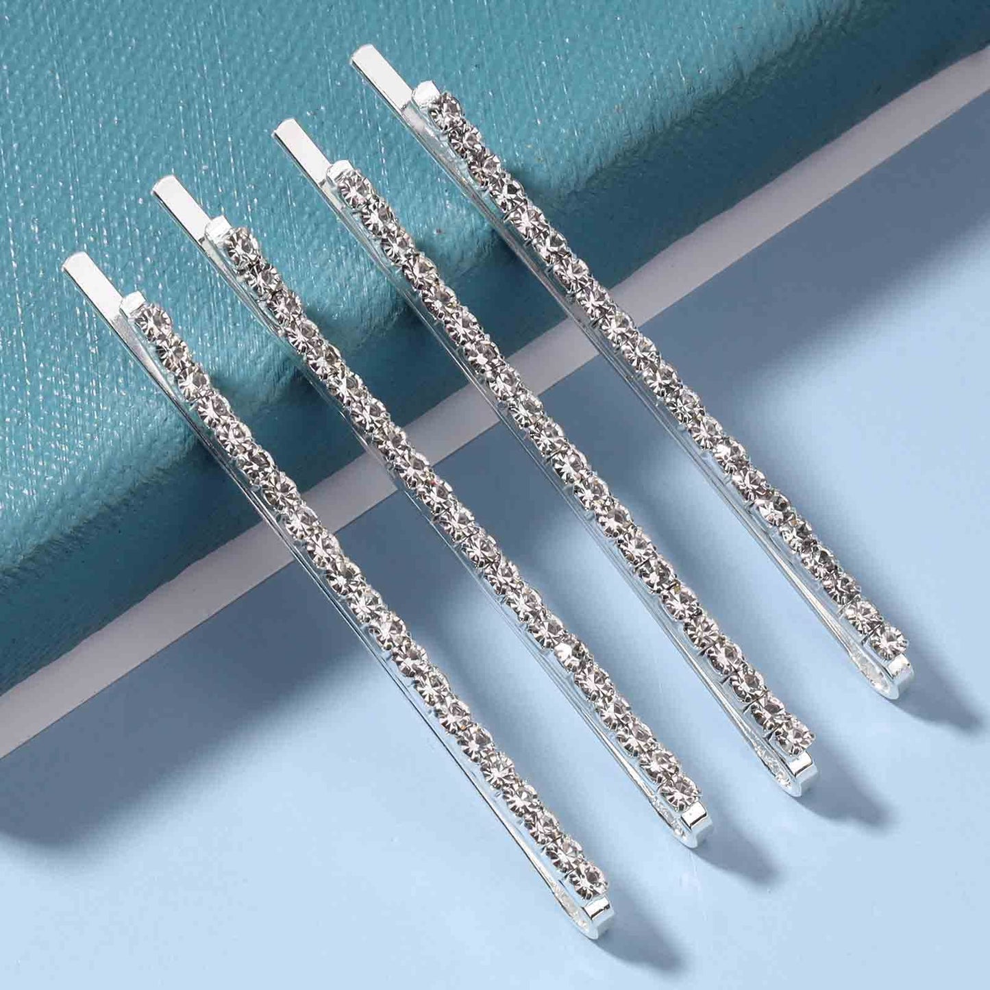 Yheakne Rhinestone Hair Clip Barrette Silver Crystal Wedding Hair Pin Clip French Barrette Headpieces Decorative Bobby Pins Head Clip Wedding Headwear