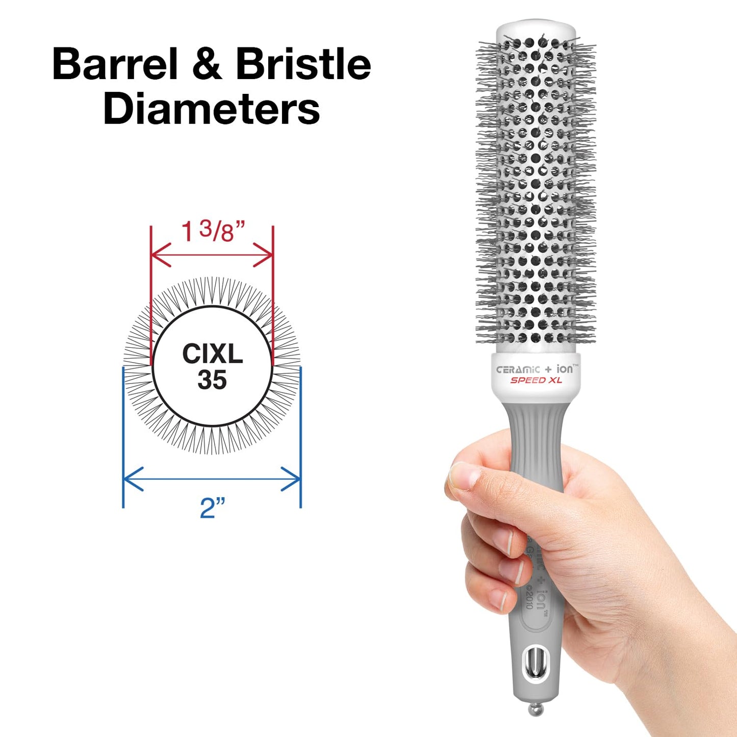 Olivia Garden Ceramic + Ion Speed XL - Extra-Long Round Thermal Hair Brush - Not Electrical - Professional Blowout Brush for Normal to Thick Hair - 1