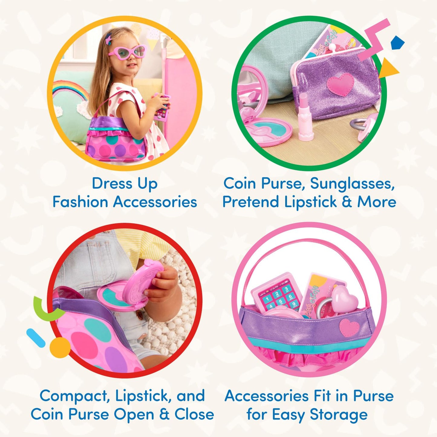 Battat- Play Circle- Makeup & Beauty Set – Dress Up Fashion Accessories – Pretend Play- Toys For Kids- Princess Purse Set- 3 years +