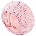 Auban Shower Cap, Shower Cap for Women Terry Cloth Lined EVA Exterior Reusable Double Layer Waterproof, Large Bath Hair Cap, Hotel Travel Essentials