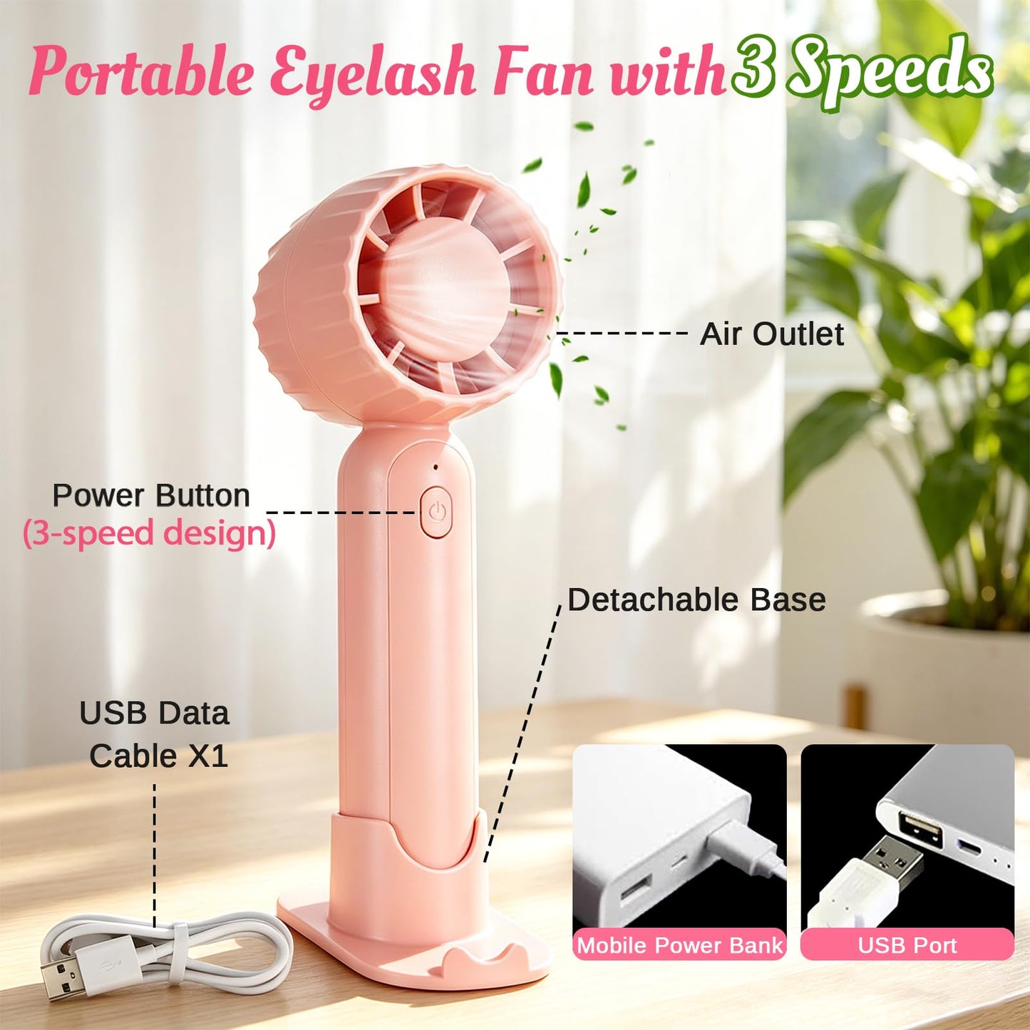 Eyelash Extension Cleanser Lash Mousse Lash Shampoo for Extensions, USB Mini Portable Fan Rechargeable Electric Handheld Air Conditioning (lash Beauty and Personal Care WOZUTUNT