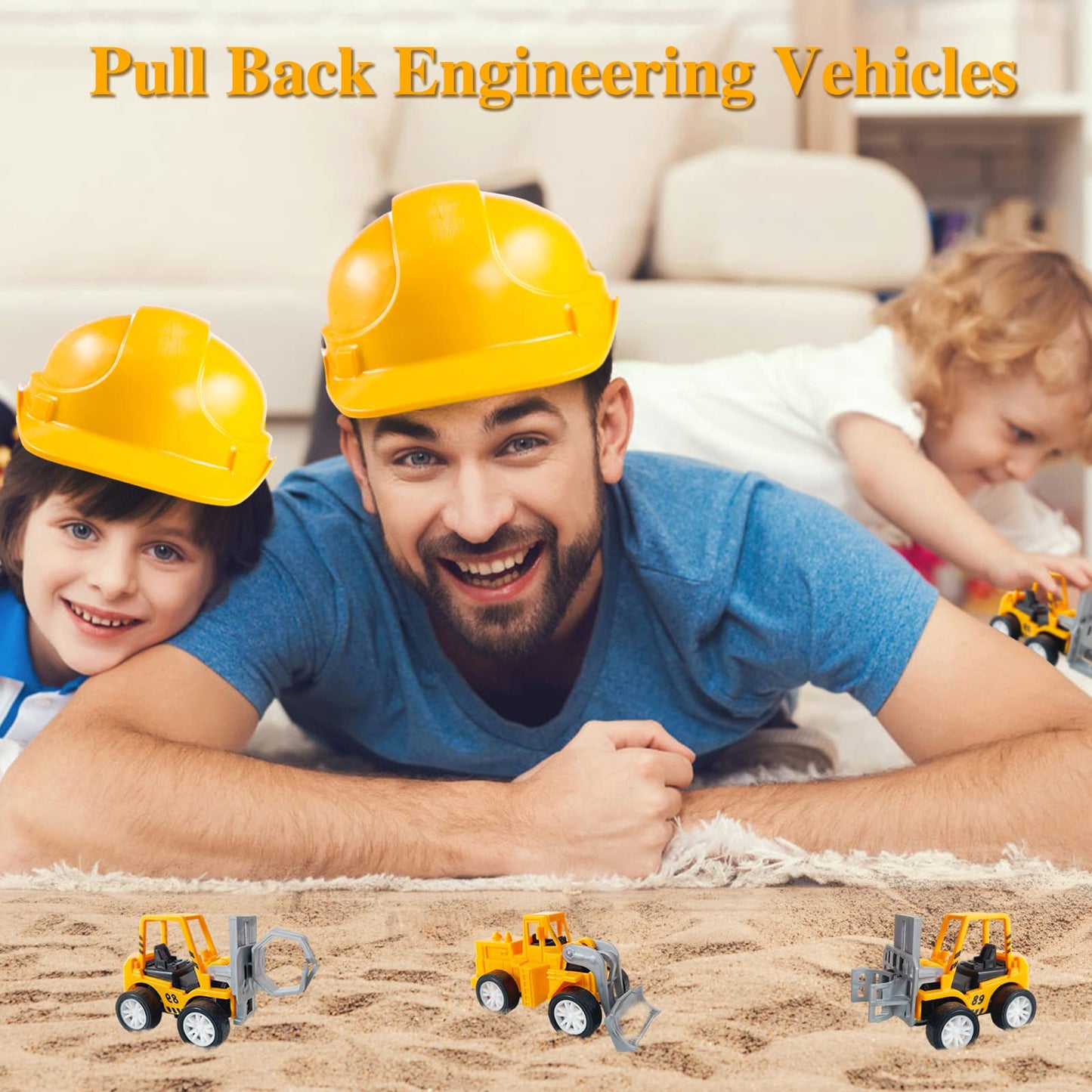 Juuxncgv 24PCS Mini Construction Vehicles – Pull Back Engineering Cars, Play Figures & Small Construction Toys for Kids Party Favors & Gifts