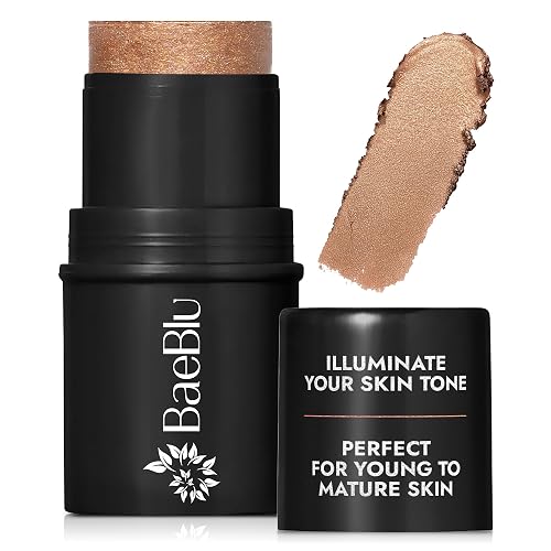 BaeBlu - Organic Cream Bronzer Stick - 100% Natural Vegan Cream Bronzer for Face, Multi-Use for Lips, Cheeks & Eyes, Buildable Shimmer, Gluten-Free