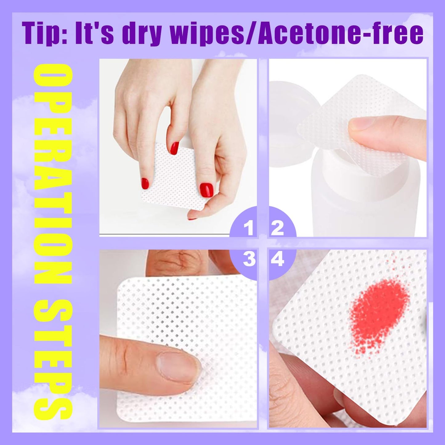 NXJ INFILILA Lint Free Nail Wipes, 540PCS Non-Woven Fabric Dry Nail Prep Wipes, Super Absorbent Nail Polish Remover Wipes Lash Extensions Glue Nail
