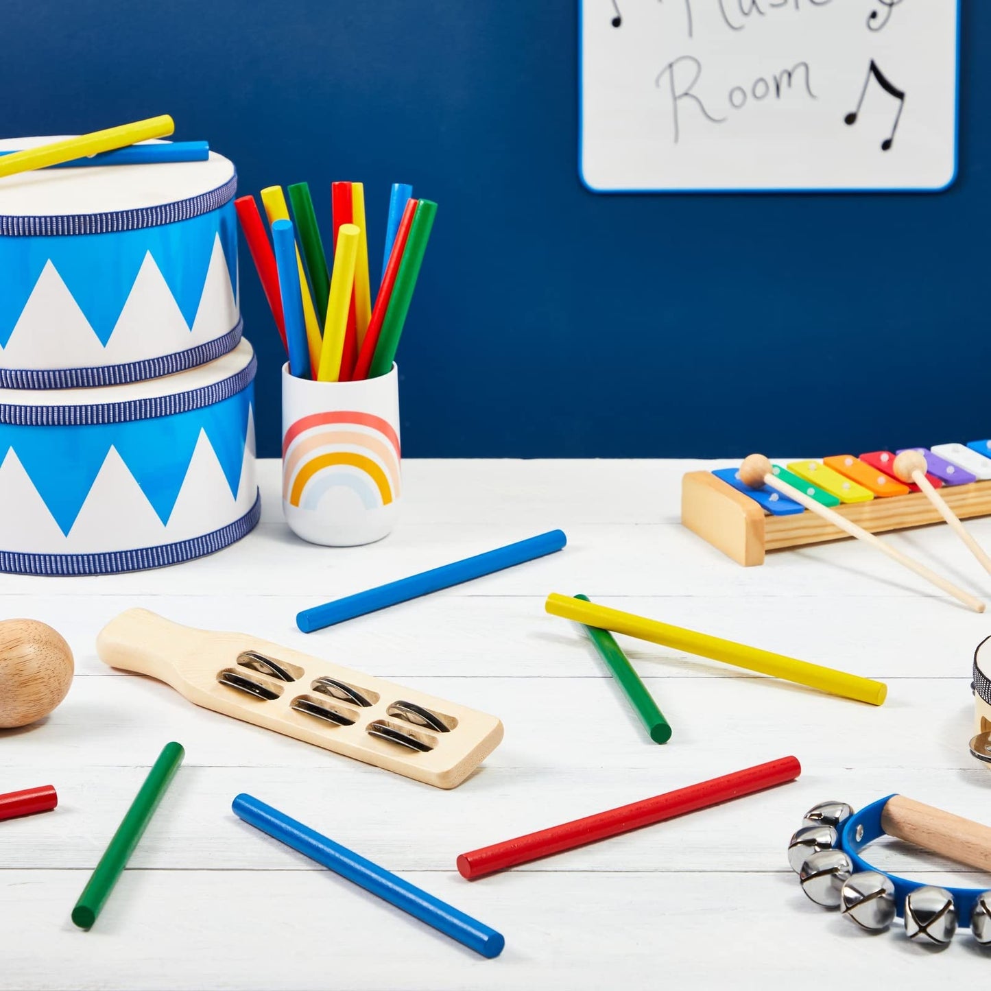 24 Pack Rhythm Sticks for Kids, 8 inches Wooden Lummi Stick Music Toys, Classroom Preschool Percussion Musical Instruments, 4 Colors