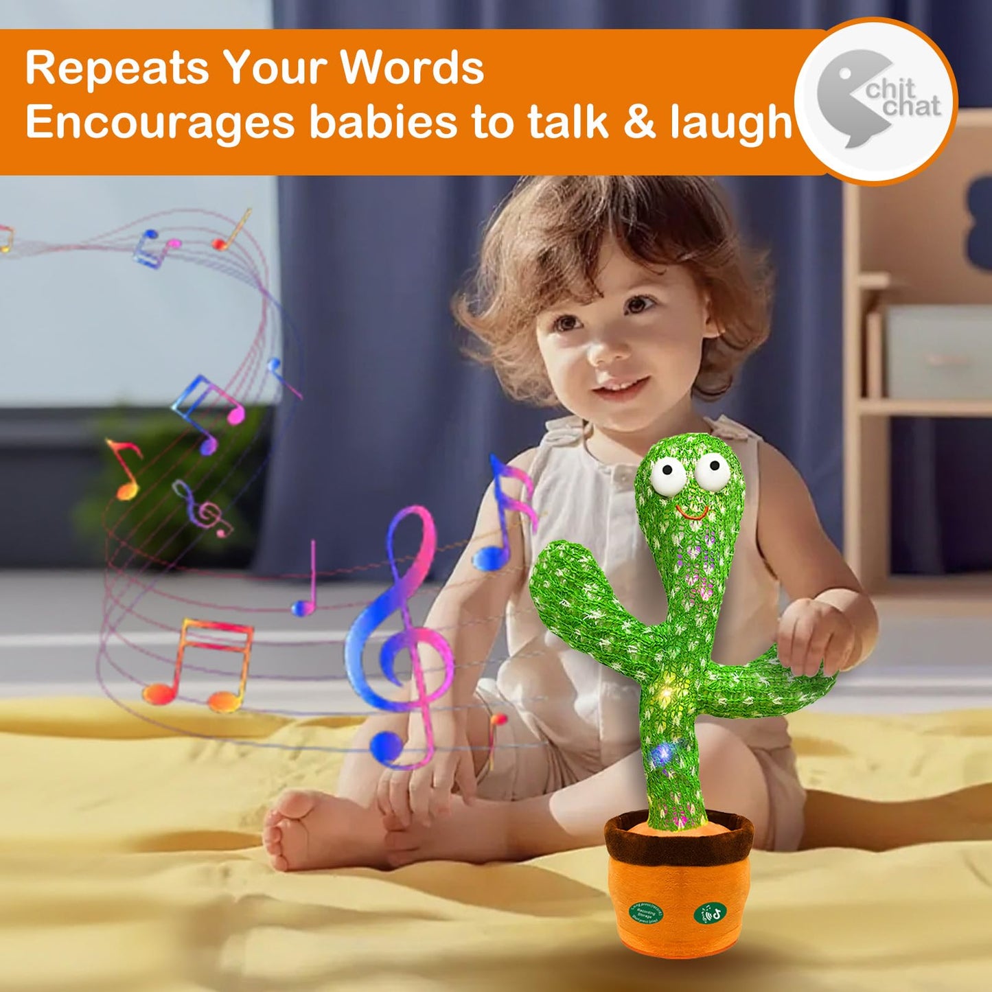 Hunfur Dancing Mimicking Talking Cactus Toy,Funny Gift for Toddler 1 2 3 Year Old Boy Girl,Singing Record Repeat What You Say Light Up Baby Infant…