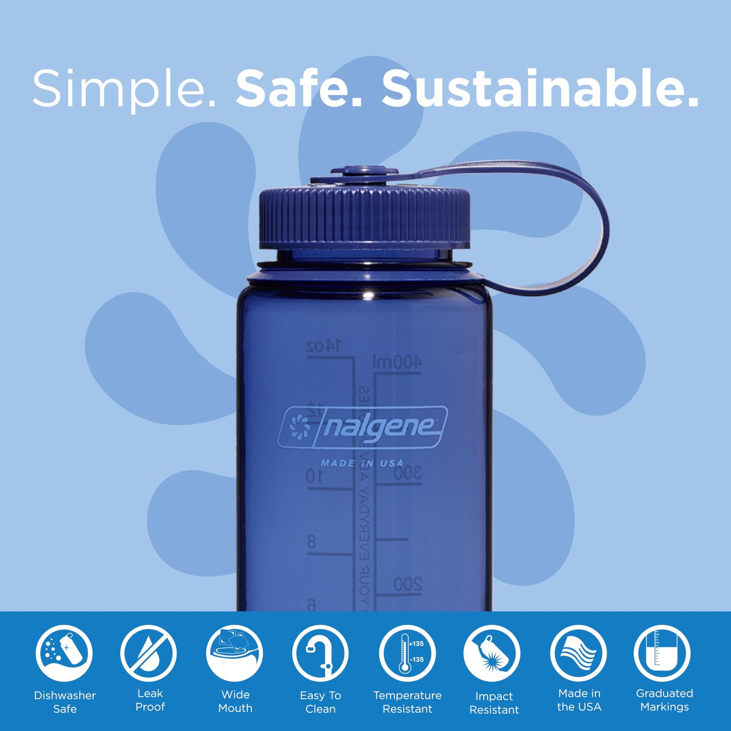 Nalgene Sustain Tritan BPA-Free Water Bottle Made with Material Derived from 50% Plastic Waste (using ISCC certified mass balance), 16 OZ, Wide