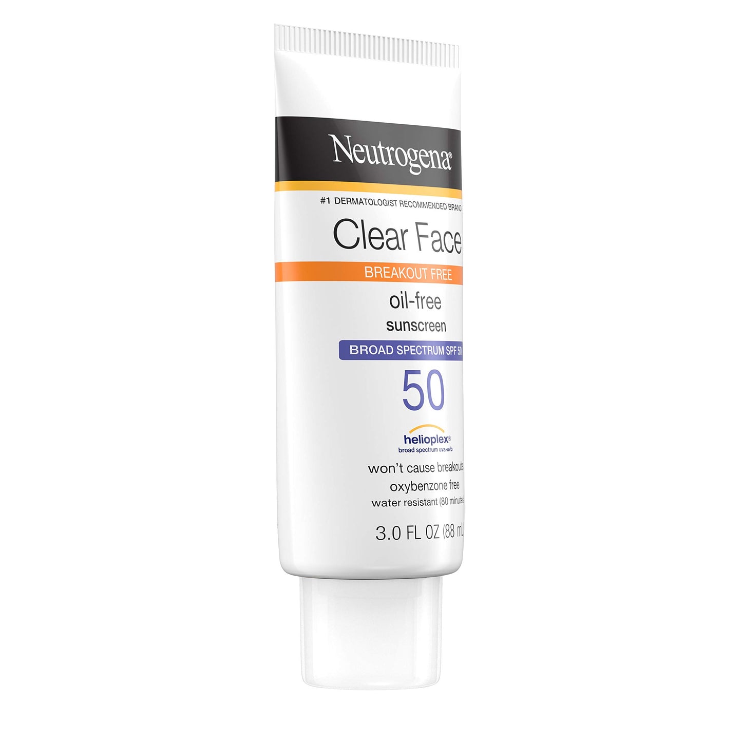 Neutrogena Clear Face Liquid Lotion Sunscreen for Acne-Prone Skin, Broad Spectrum SPF 50 UVA/UVB Protection, Oil-, Fragrance- & Oxybenzone-Free Facial