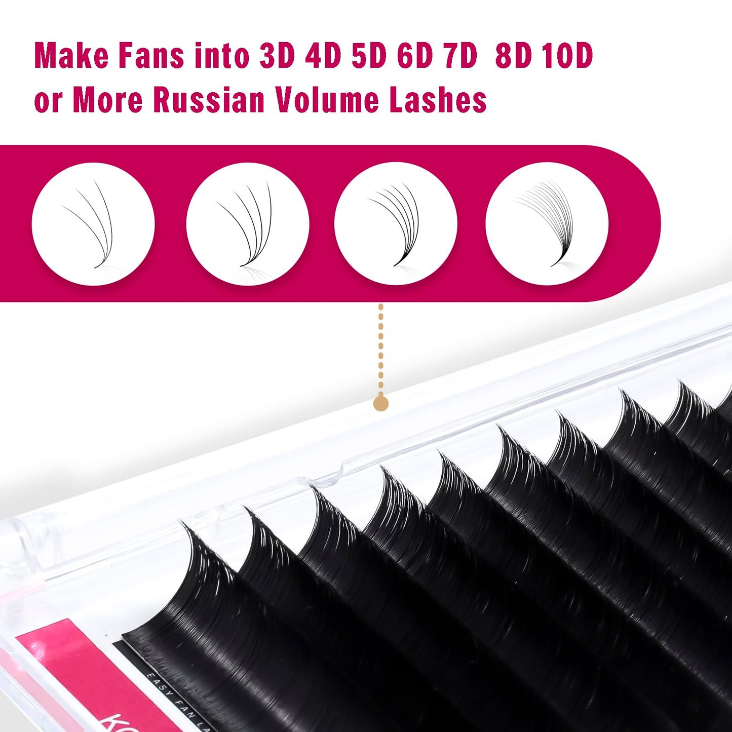 KOLYBEL Eyelash Extensions Easy Fan Lashes 0.03 Thickness C Curl 13mm Single Length Auto Blooming Lash Extension Volume Lashes Lasting Self Fanning