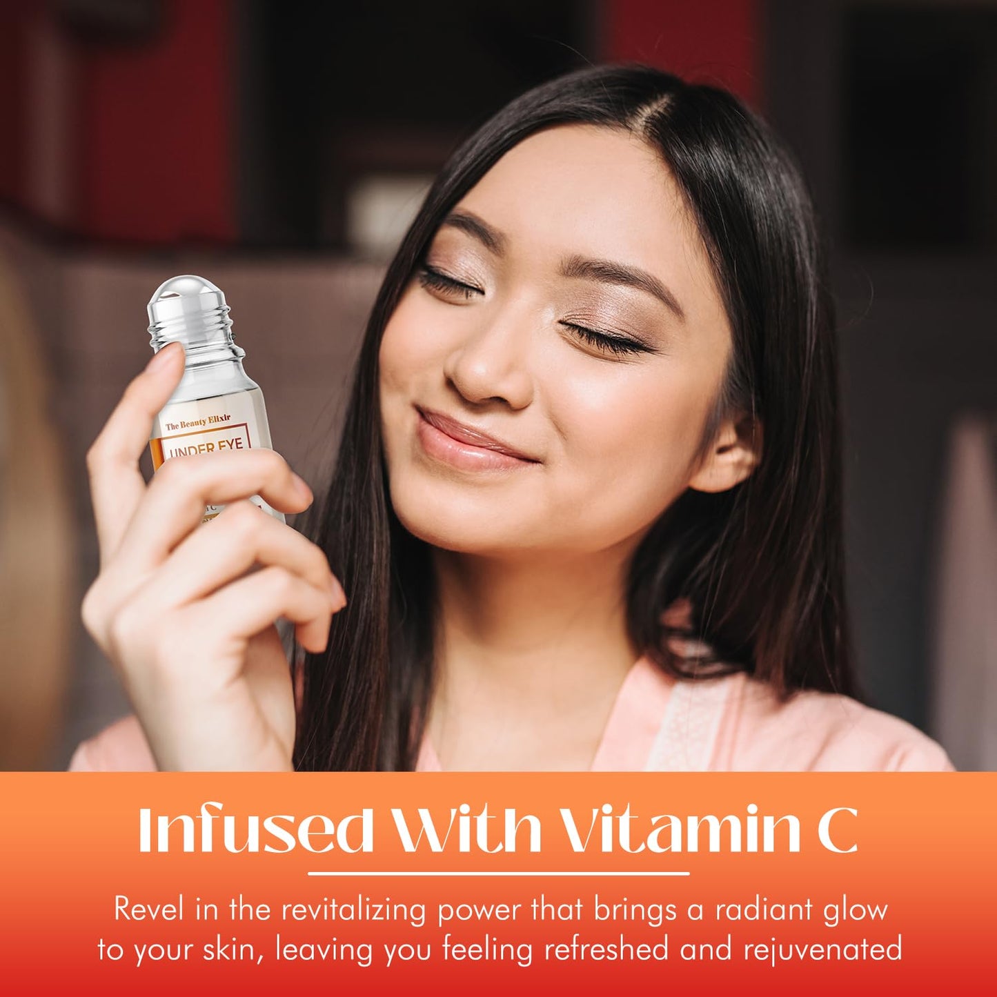 The Beauty Elixir Vitamin C Eye Roller For Puffy Eyes & Dark Circles - Dermatologist Tested, Brightens Under Eyes & Crow's Feet Treatment, Natural