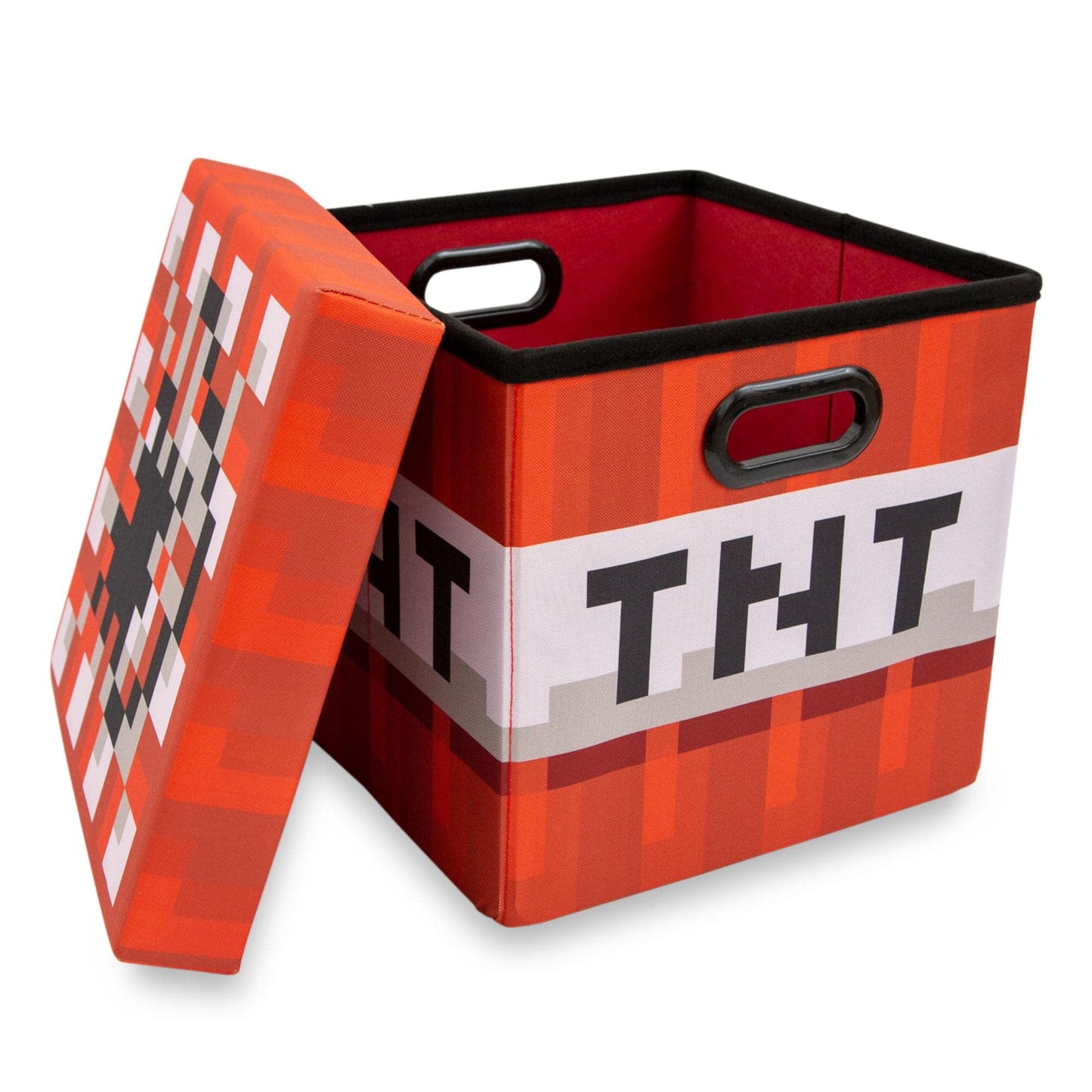 MINECRAFT TNT Block 13-Inch Storage Bin Chest With Lid | Foldable Fabric Basket Container, Cube Organizer With Handles, Cubby For Shelves, Closet…
