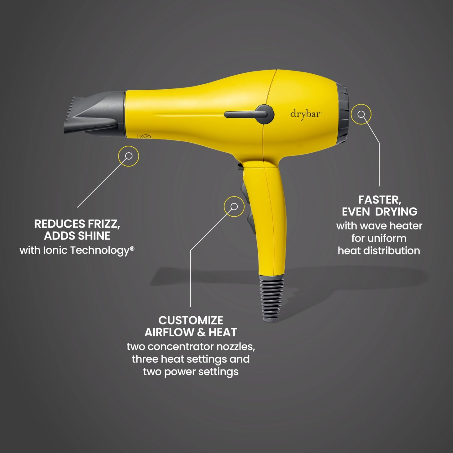 Drybar The Buttercup Blow-Dryer - Faster Drying, More Shine, Less Frizz - Ultra Powerful yet Lightweight Professional Hair Dryer
