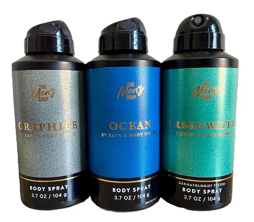 Bath & Body Works The Men's Shop Body Spray - Pack of 3 (Graphite, Ocean, Freshwater)