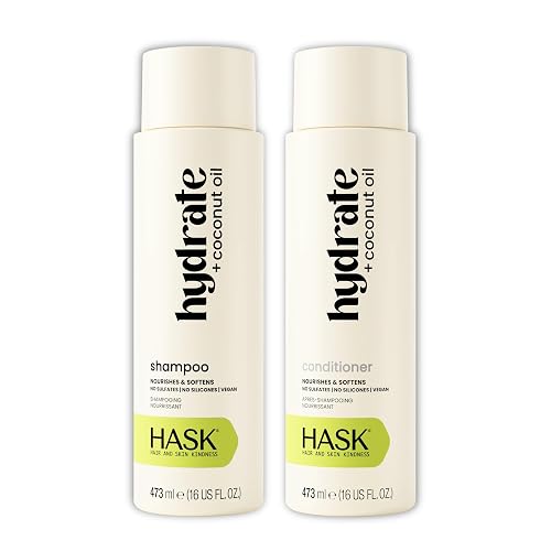 HASK Coconut Nourishing Shampoo & Conditioner Set | Moisture for Dry, Dull Hair, Smooths Frizz, Adds Shine | Sulfate Free, Silicone Free, Cruelty