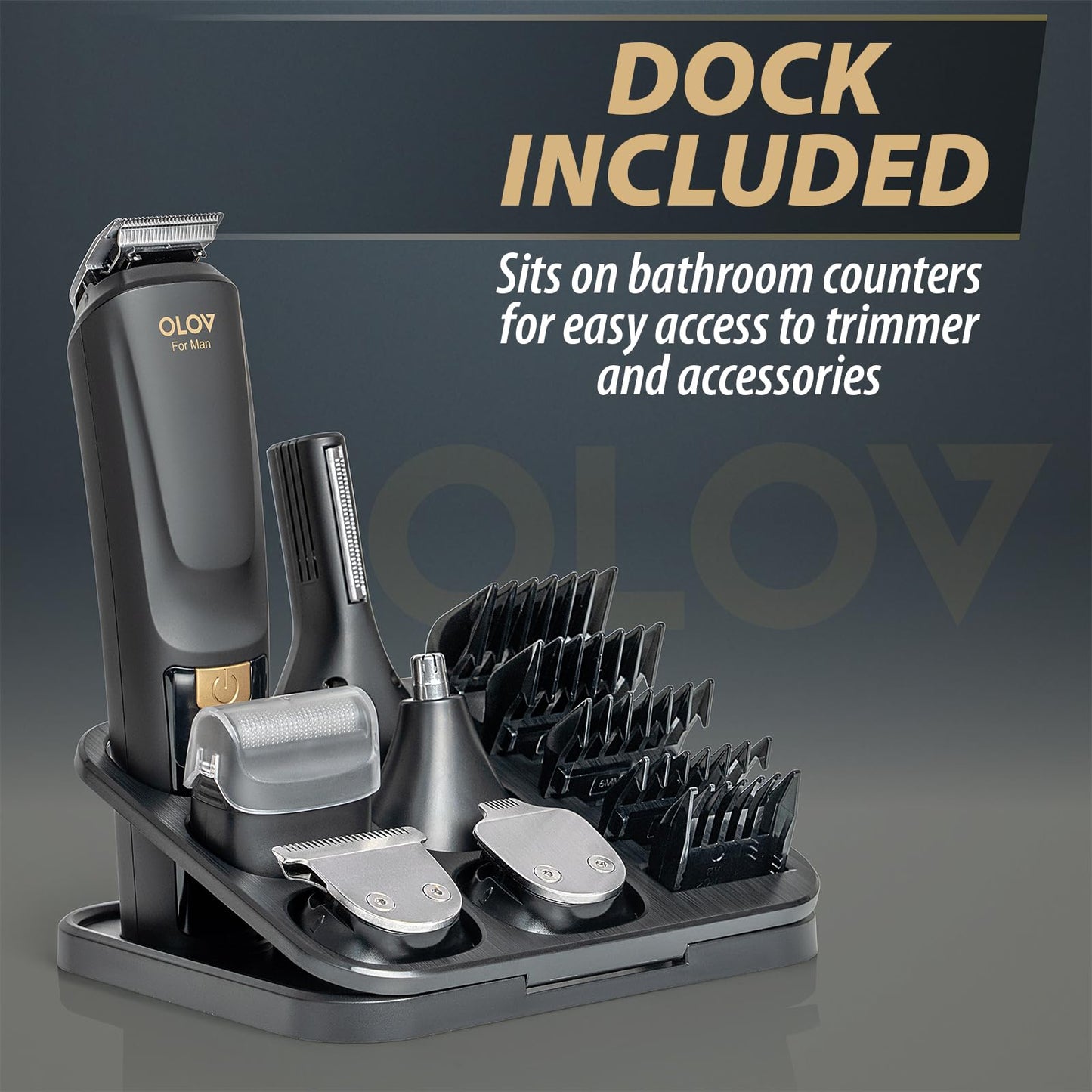 OLOV For Man Beard Trimmer, 21 Piece All-in-One Mens Grooming Kit and Hair Clipper, Nose, Ear,Body and Face, Electric Razor with USB Recharge Dock Beauty and Personal Care OLOV For Man
