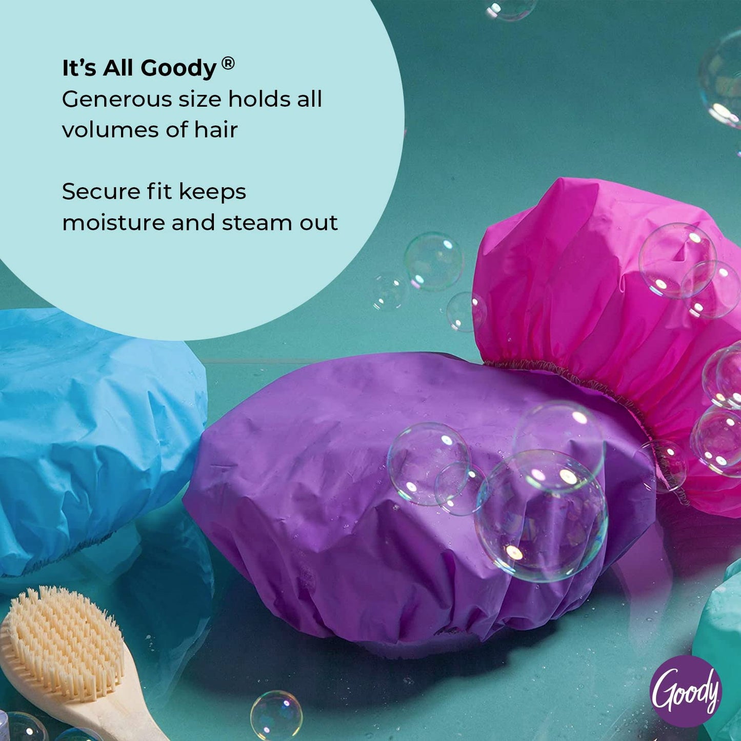 Goody Styling Essentials Shower Cap, 3 Count - Protect Your Hairstyle While Remaining Comfortable - Made With Durable And Waterproof Materials - Hair