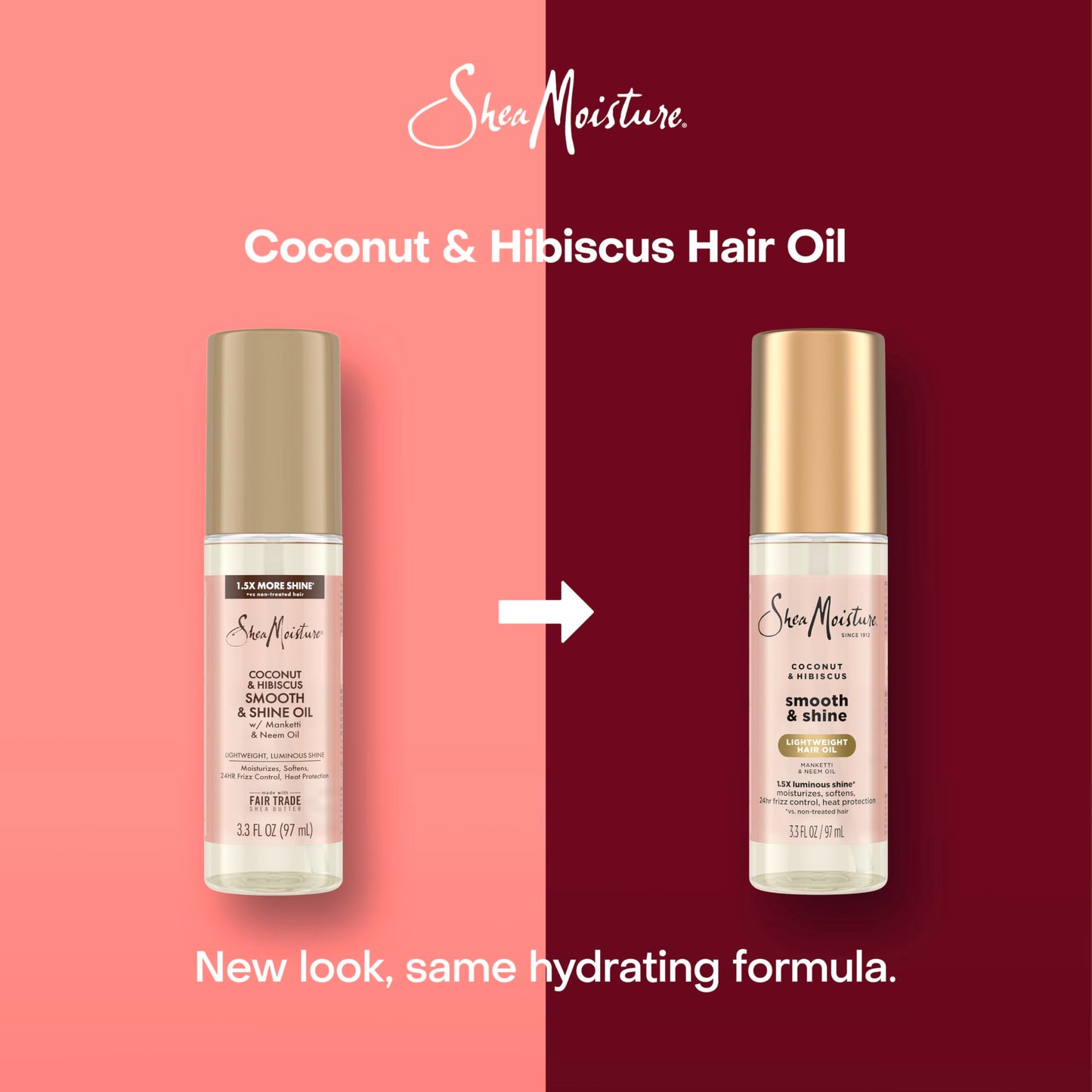 Shea Moisture Coconut & Hibiscus Smooth & Shine Oil Coconut & Hibiscus Softens And Hydrates Hair With Manketti And Coconut Oil For A Lightweight Beauty and Personal Care Shea Moisture