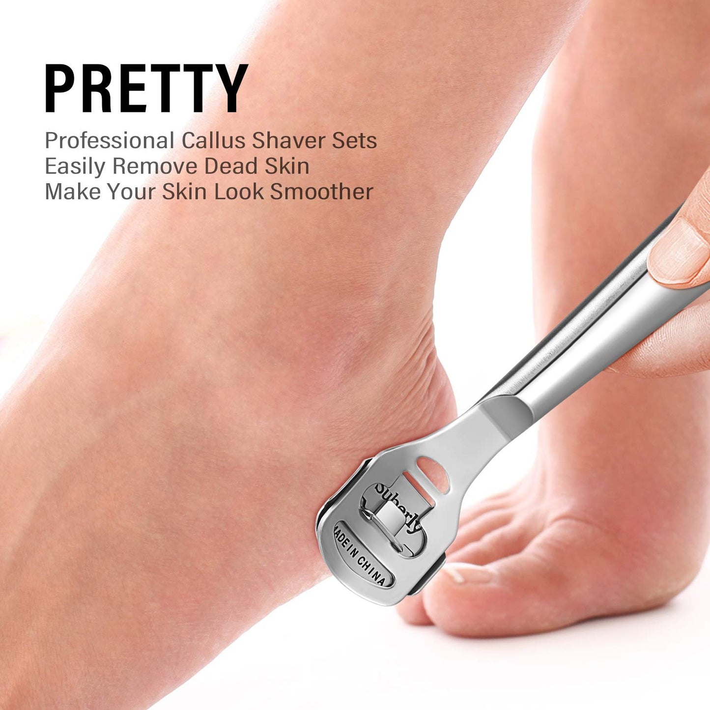 24 Pieces Callus Shaver Set, 20 Replacement Slices Blades 2 Callus Shavers and 2 Foot File Head Foot Care Tools Steel Handle Hard Skin Remover