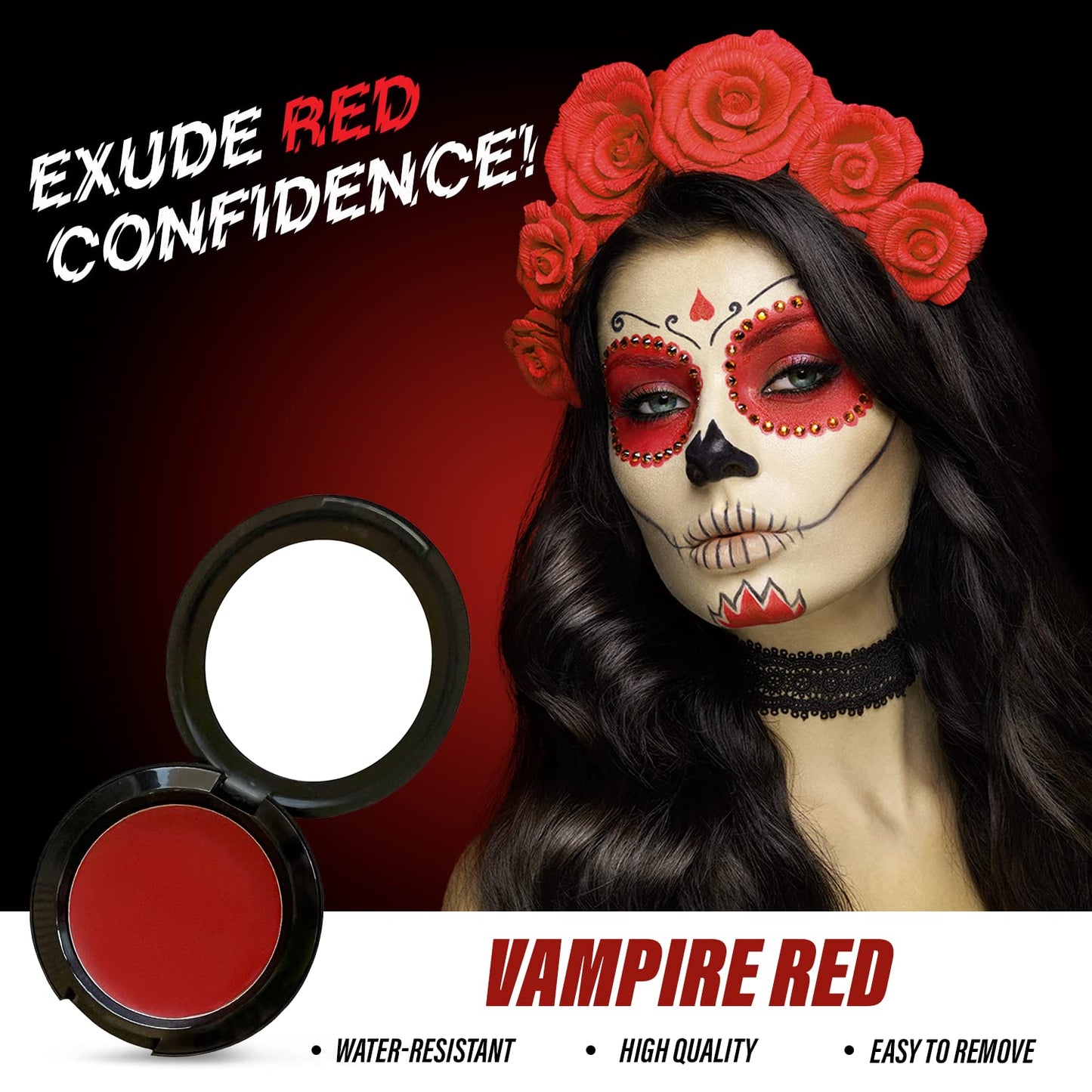 MANIC PANIC Vampire's Kiss Red Face & Body Paint for Halloween Costumes - Cream Halloween Makeup for Costumes & Cosplay - Smooth, Blendable & Full