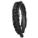 DIGUAN Headband Synthetic Hair Plaited Headband Braid With Teeth Hair Band Accessories for Women Girl Width 1.5 Inch (W-Natural Black)