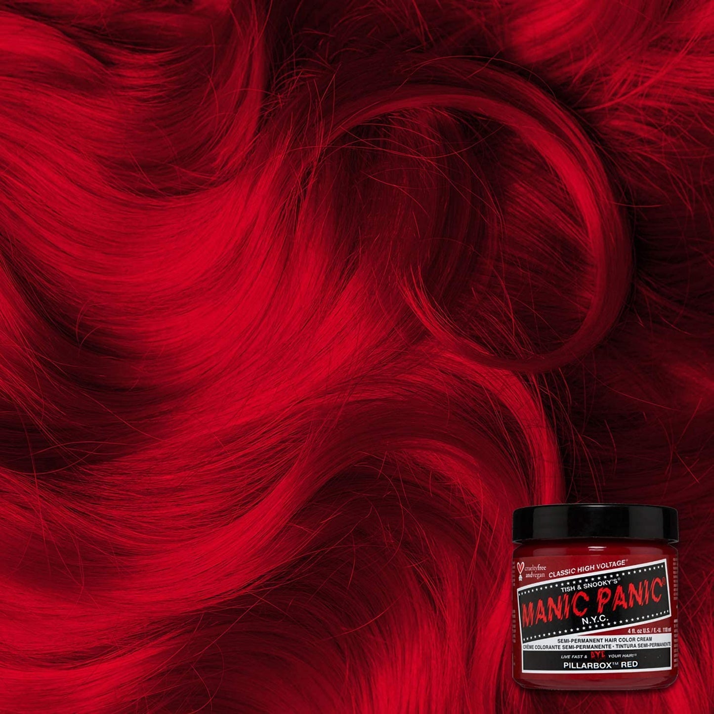 MANIC PANIC Classic Pillarbox Red Semi Permanent Hair Color - True Red Hair Dye for Women & Men That Lasts 4-6 Weeks - Vegan, Ammonia & Cruelty-Free