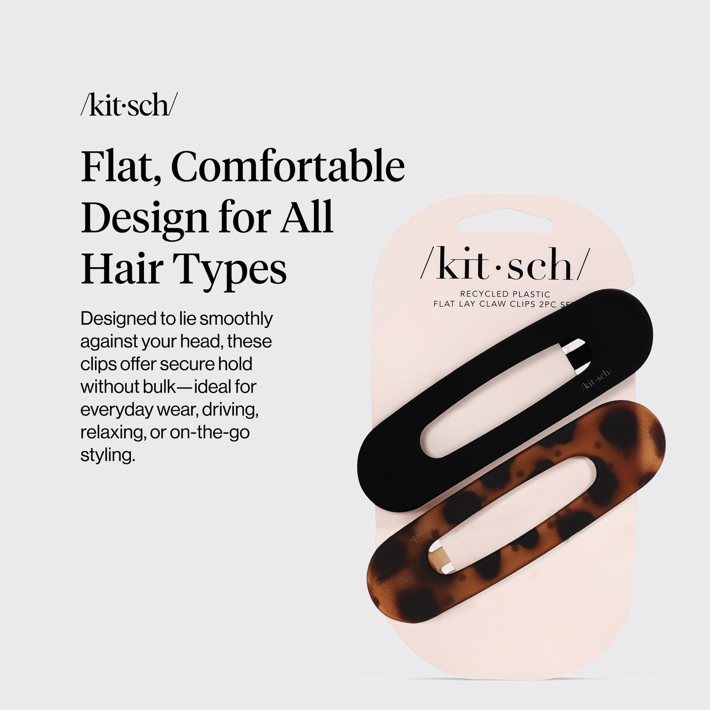 Kitsch Flat Hair Clips for Women - Strong Hold, No Slip Grip Flat Claw Clips For Secure and Comfortable Look | Durable Recycled Plastic Hair