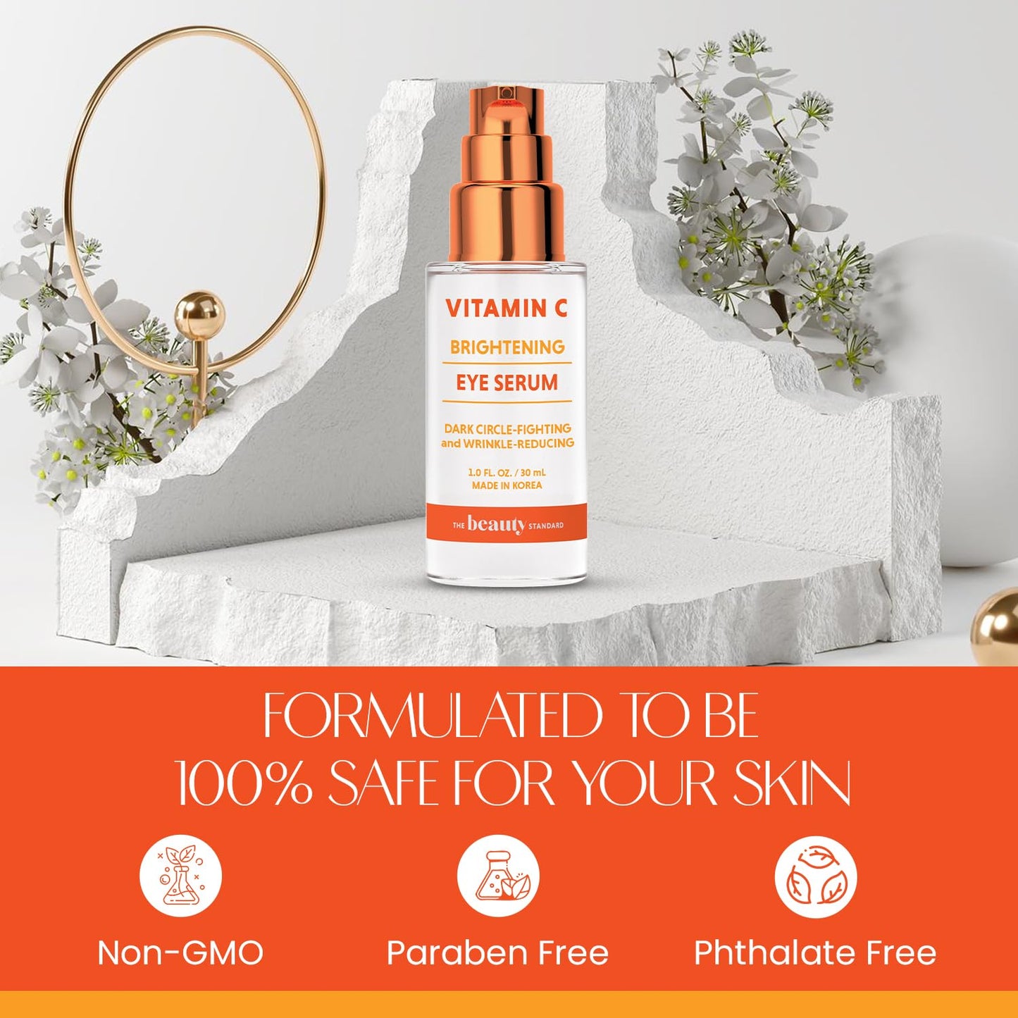 The Beauty Standard Vitamin C Under Eye Serum - Anti-Aging, Reduces Puffiness, Dark Circles & Wrinkles, Hydrating - Dermatologist Tested, Korean Skin