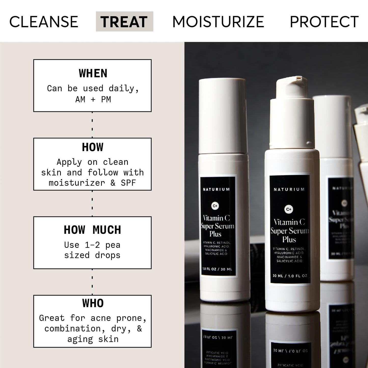 Naturium Vitamin C Super Serum Plus, Smoothing Face Care, plus Retinol, Hyaluronic Acid, Niacinamide & Salicylic Acid, 1 oz