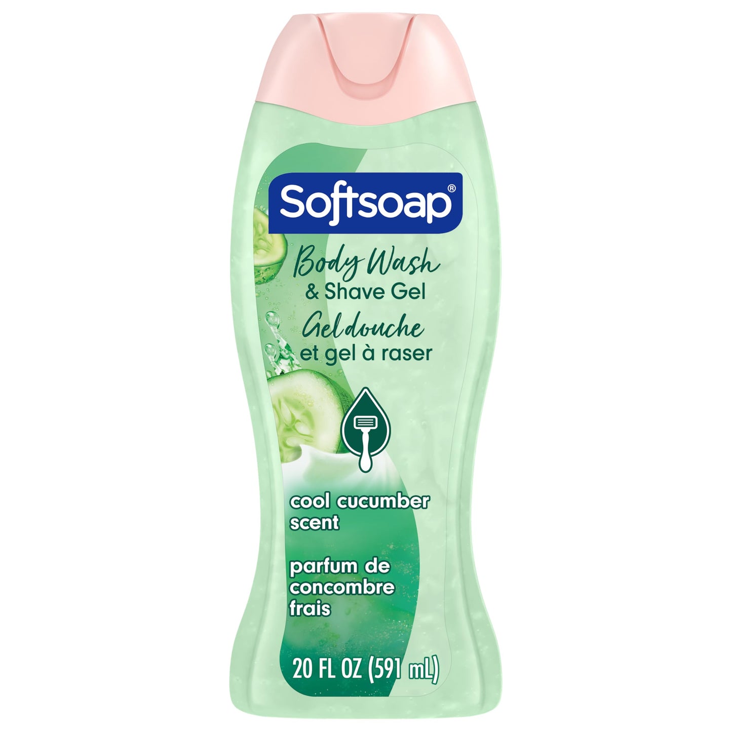 Softsoap Moisturizing Body Wash and Shave Gel, For Softer Feeling Skin, Helps Razor Glide, Cool Cucumber Scent, 20 fl oz
