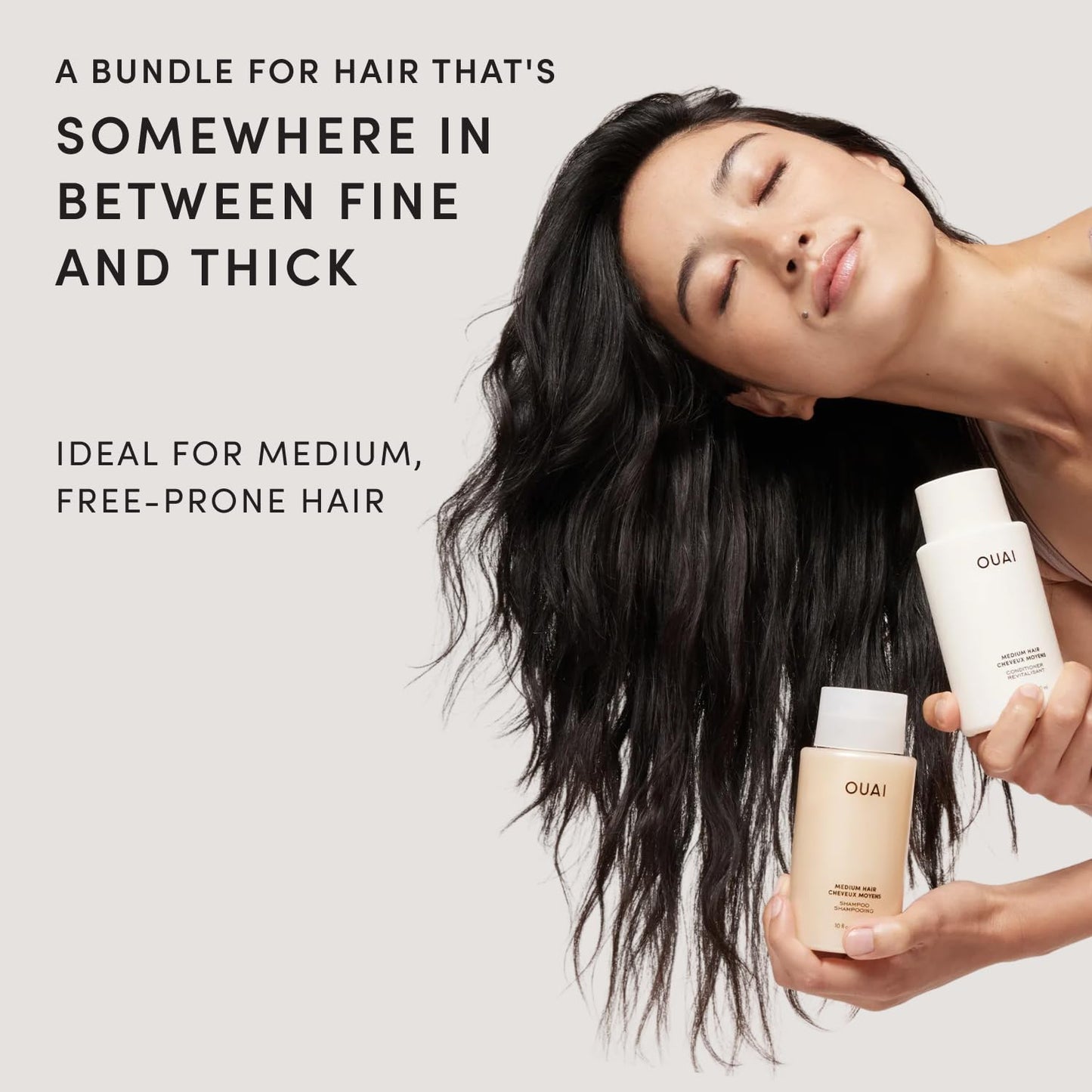 OUAI Medium Hair Shampoo and Conditioner Set - Sulfate-Free Shampoo and Conditioner for Women & Men - Made with Keratin, Shea Butter & Avocado Oil