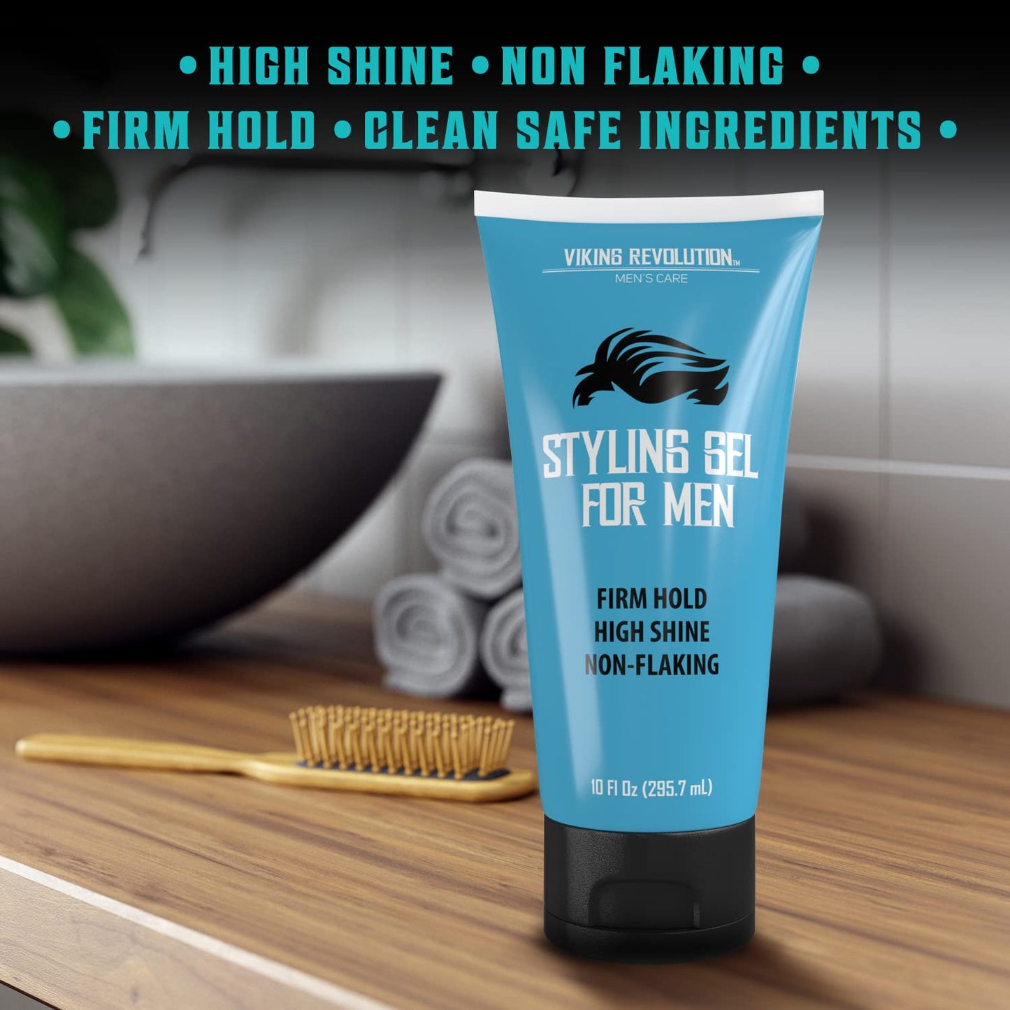 Hair Gel for Men Strong Hold - Mens Hair Gel Extra Strength - Styling Gel for Hair Clear Hair Gel - Firm Hold Gel Hair High Shine Non-Flaking Curly