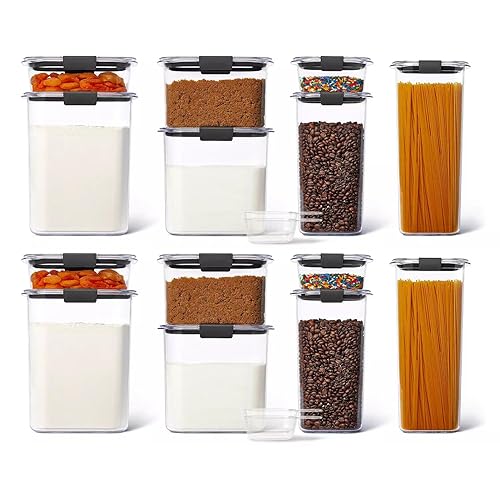 Rubbermaid Brilliance Pantry, Clear and Airtight Food and Pantry Storage Containers two sets of 7 pieces (14 piece set total)