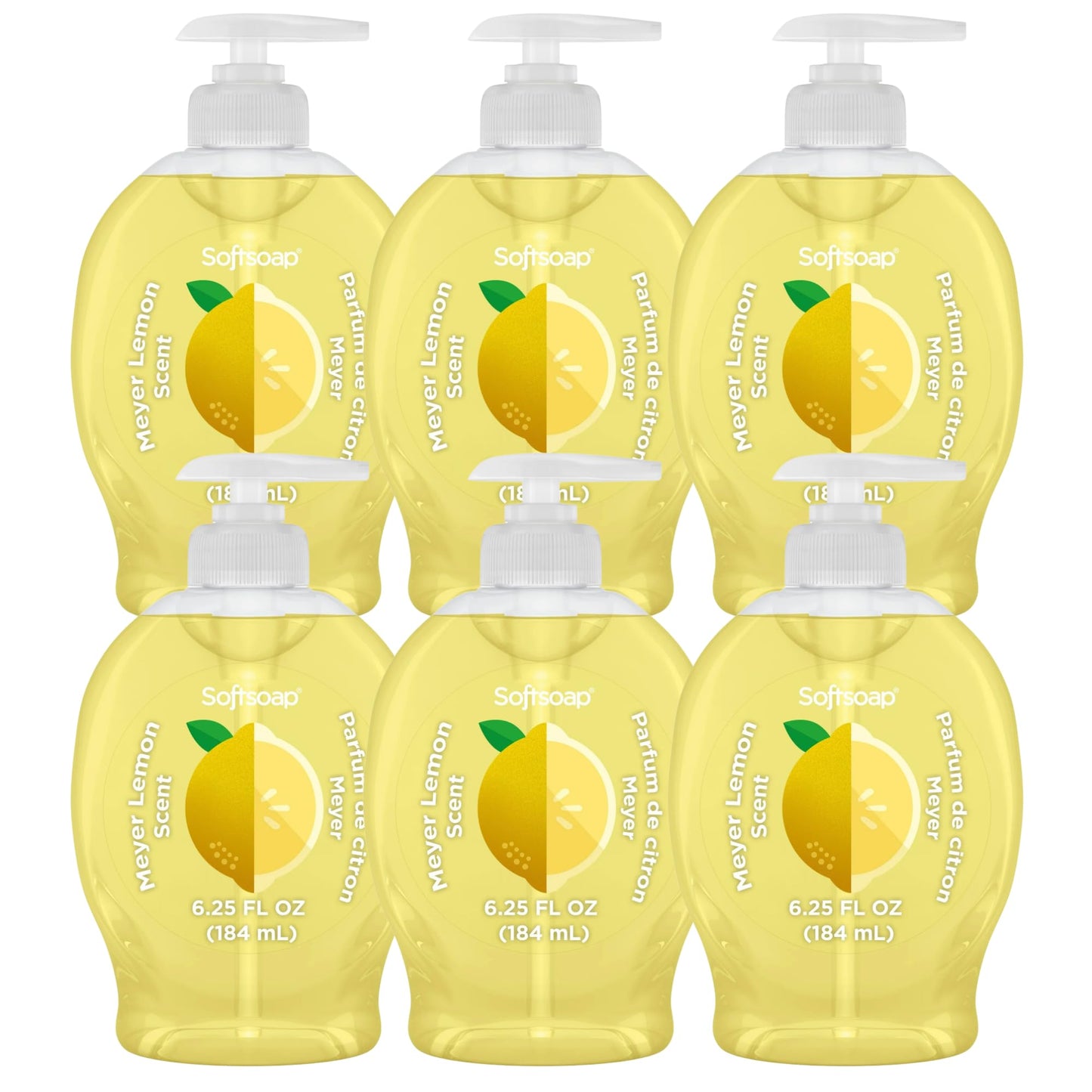 Softsoap Liquid Hand Soap with Pump, Limited Edition Summer Scents, 6.25 Fl Oz, 6 Pack (Lemon)