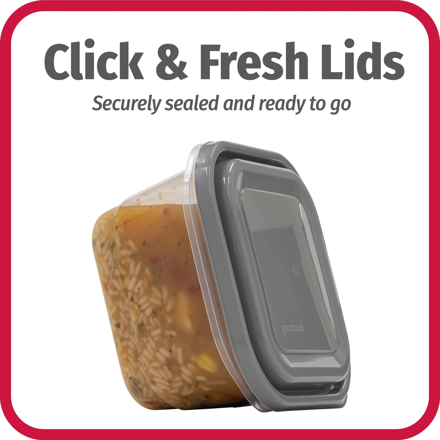 GoodCook EveryWare 34-Piece BPA-Free Plastic Food Storage Containers with Lids (Set of 17), Clear/Grey