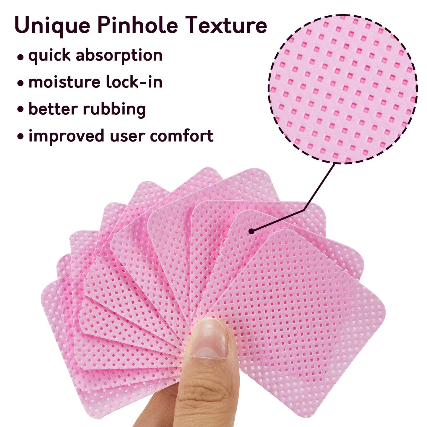 Bcowos Pink Lint Free Nail Wipes with Storage Case- 1080PCS Super Absorbent Nail Polish Remover Pads- Disposable Lint Free Wipes for Nail Polish