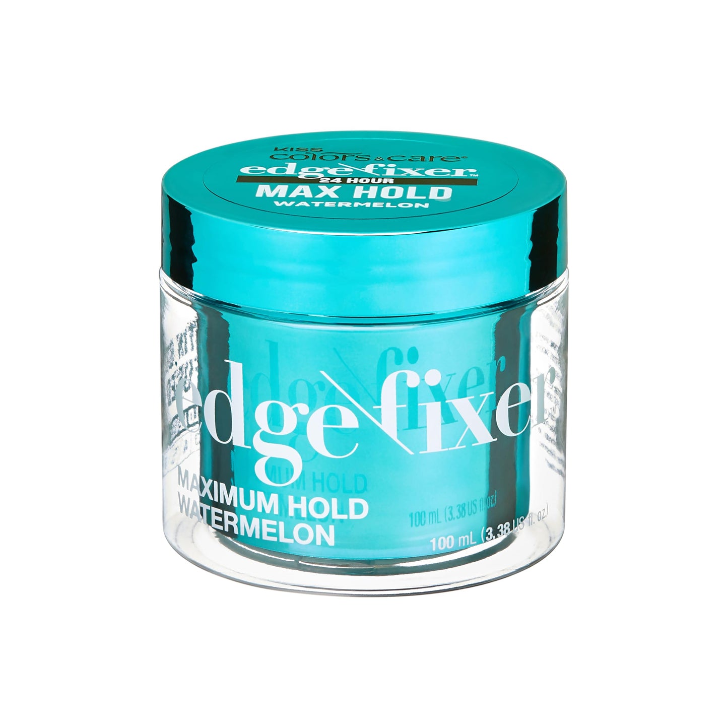 KISS COLORS & CARE Maximum Hold Edge Fixer, Non-Greasy Gel Formula Infused With Biotin B7, 24 Hour Hold, ‘Watermelon’ Scented, 3.38 Fl. Oz. (100 ml)