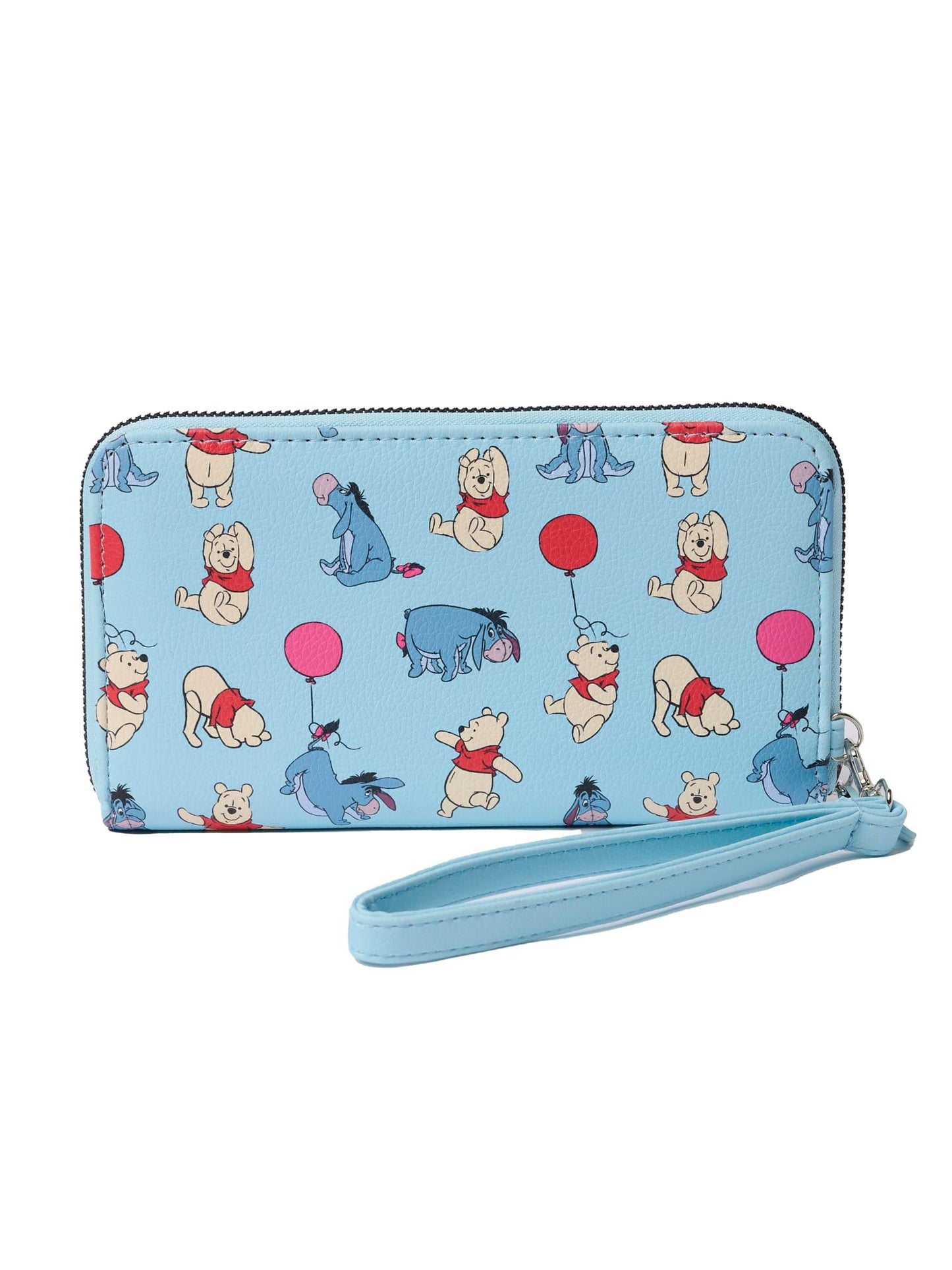 Disney Wallet Wristlet Zip Clutch Faux Leather (Eeyore Pooh Light Blue)