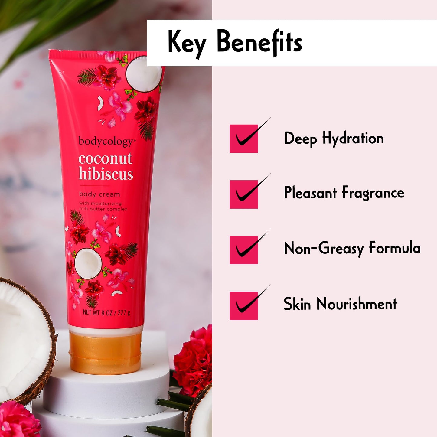 Bodycology Coconut Hibiscus Moisturizing Body Cream - 8 Oz
