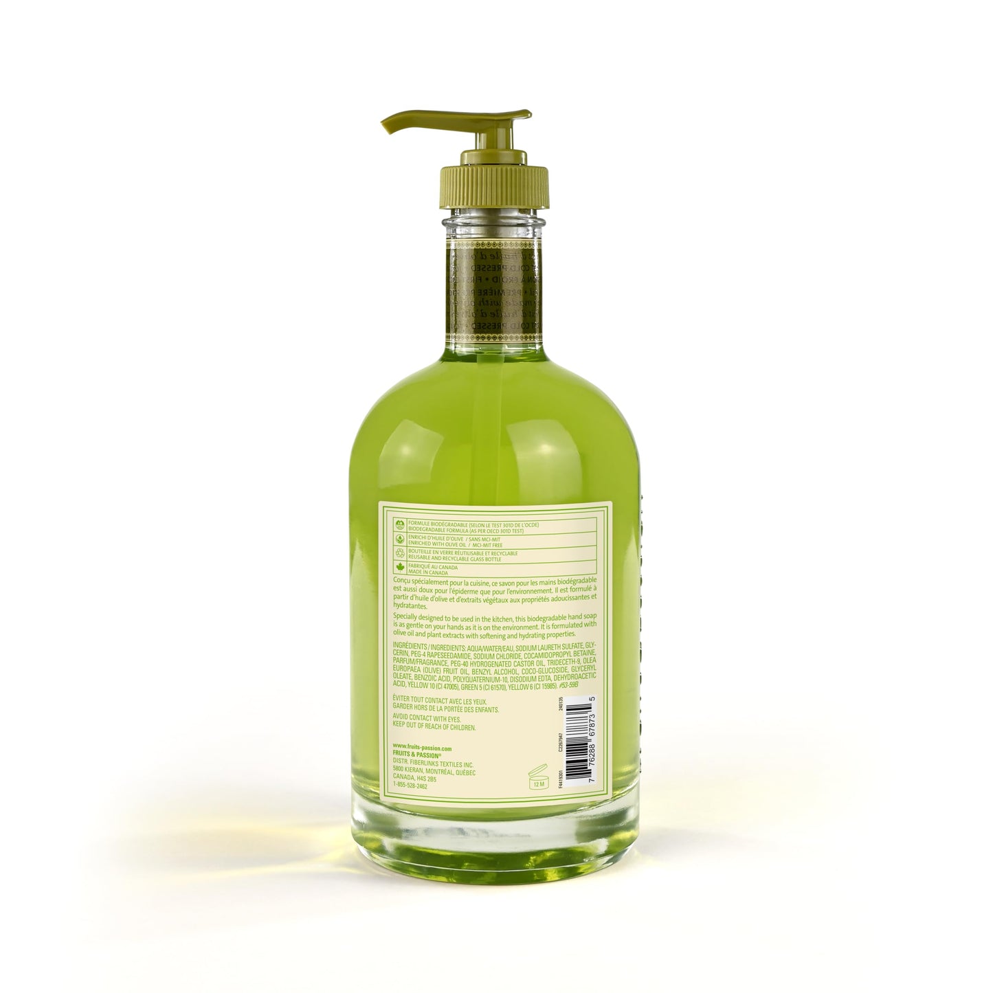Cucina Fruits & Passion Kitchen Hand Soap, Lime Zest & Cypress, Natural Liquid Soap with Cold-Pressed Olive Oil, Moisturizing Formula in Refillable