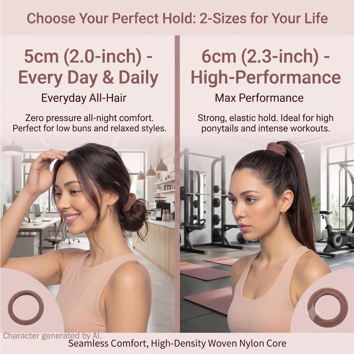 Seamless Hair Ties No Damage Nylon Ponytail Holders for Thick Curly Hair Beauty and Personal Care Vrose Flosi