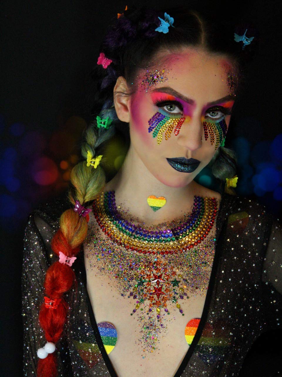 Neva Nude Face and Body Glitter Keychain - Chunky Glitter in Aloe for Festivals, Raves, and More | Cosmetic Grade | Super Sparkly (Rainbow Brite