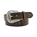 Nocona Boots Women's Raised Scroll Embossed Concho Belt, Black, Large