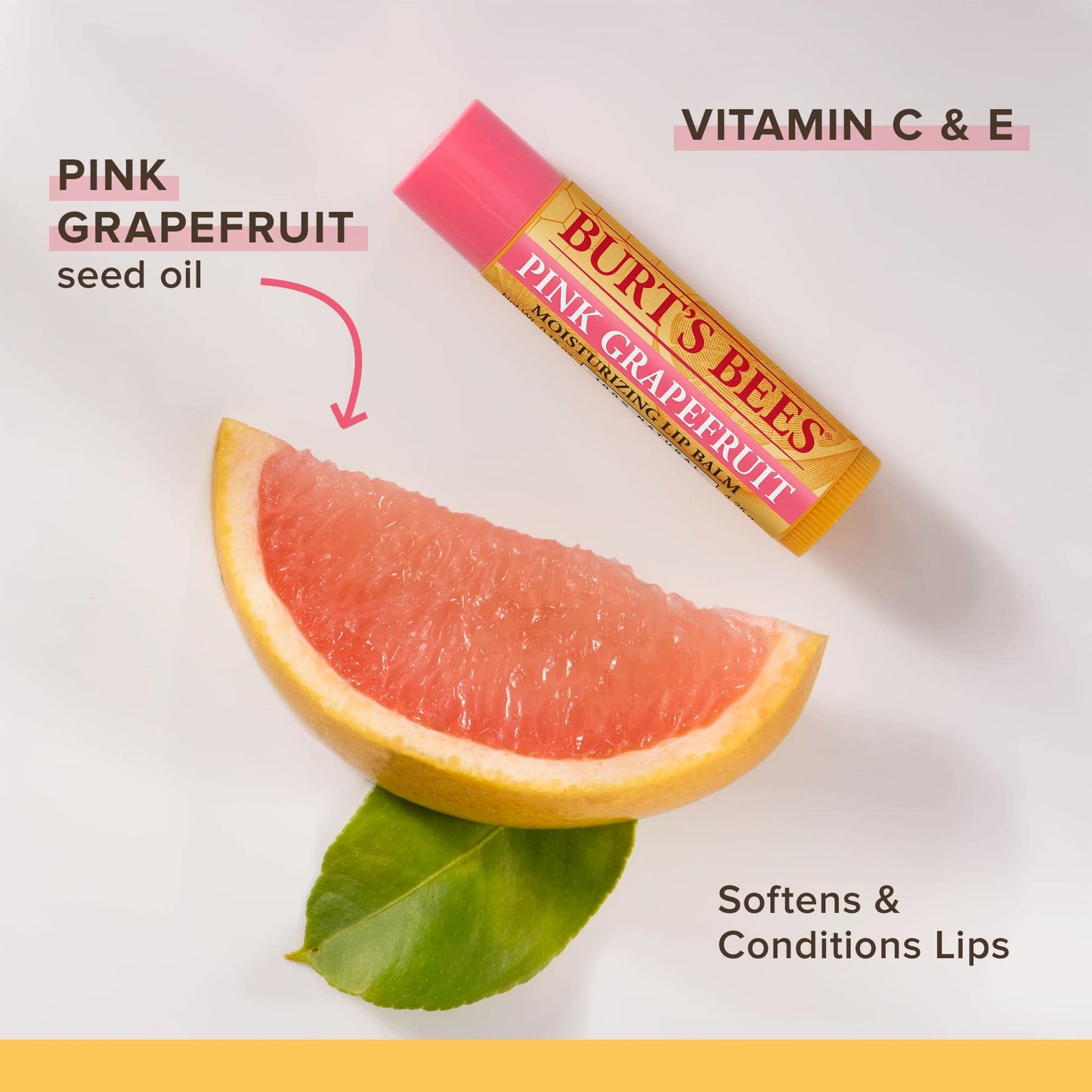 Burt's Bees 100% Natural Lip Balm, Pink Grapefruit Blister Box, 0.15 Ounce