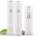 GK HAIR Global Keratin Balancing Shampoo and Conditioner 300ml Kit with Leave-In Cream 130ml | Moisturizing Hair Care Set for All Hair Types |