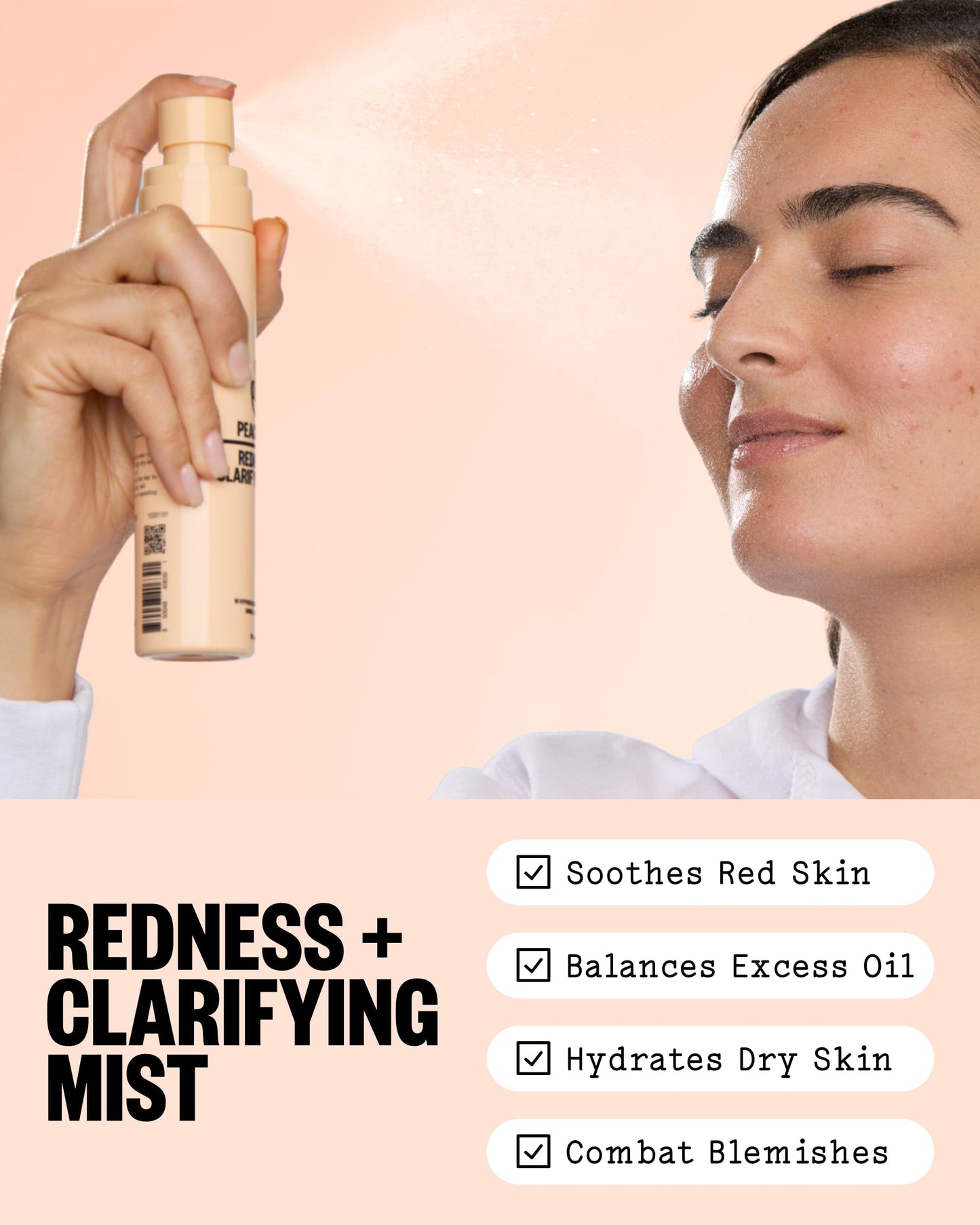 PEACE OUT Redness + Clarifying Mist, Hypochlorous Acid Facial Spray with Zinc and Arnica, Helps Reduce Redness, Control Excess Oil, and Refresh Dry