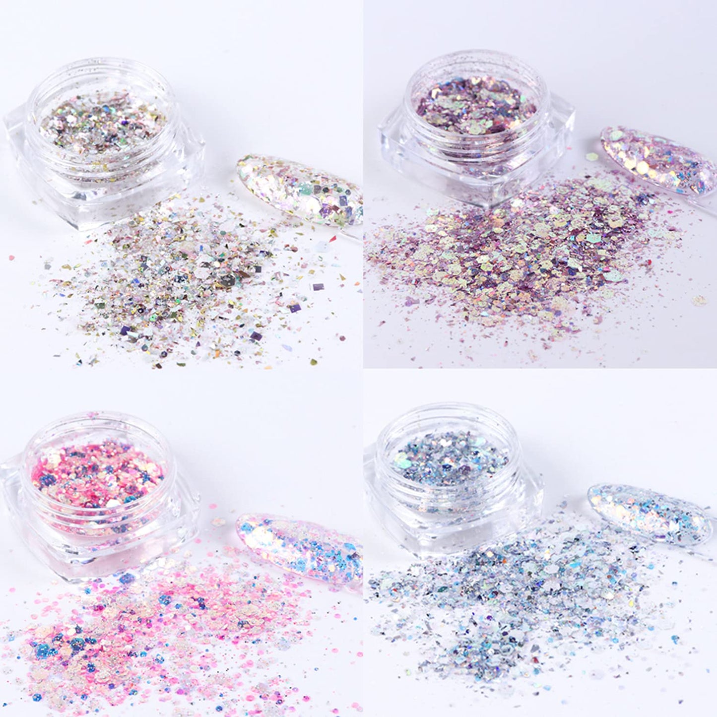 Holographic Nail Glitter Flakes Nails Supply Mermaid Powder Nail Art Decorations Shiny 3D Nail Sequins DIY Manicure Charms Design Acrylic Nails